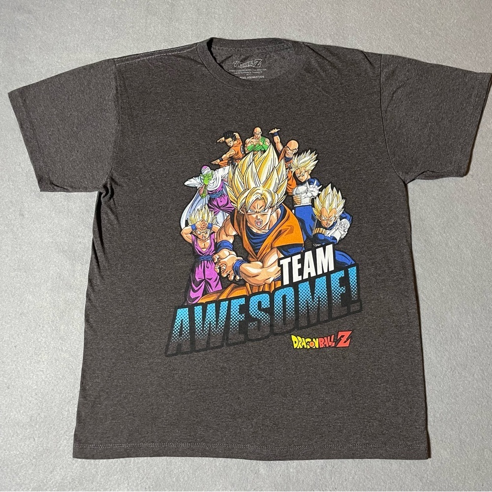 Dragon Ball Z Team Awesome T-shirt Gray Size XL Short Sleeve